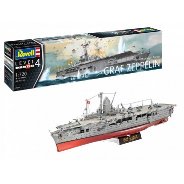 KIT PARA MONTAR REVELL BARCO PORTA AVIÕES ALEMÃO GRAF ZEPPELIN 1/720 161 PEÇAS REV 05164